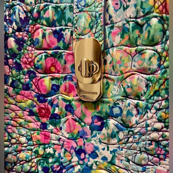 New Brahmin Leather 3-Pc Set, FIORA Shoulder Bag & 2 Wallets, Spring Ditsy - Picture 7 of 14